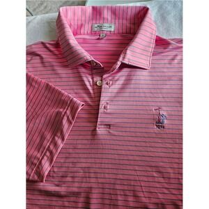 Peter Millar x Dunning Summer Comfort Performance Polo Men's Large‎ Pink Blue